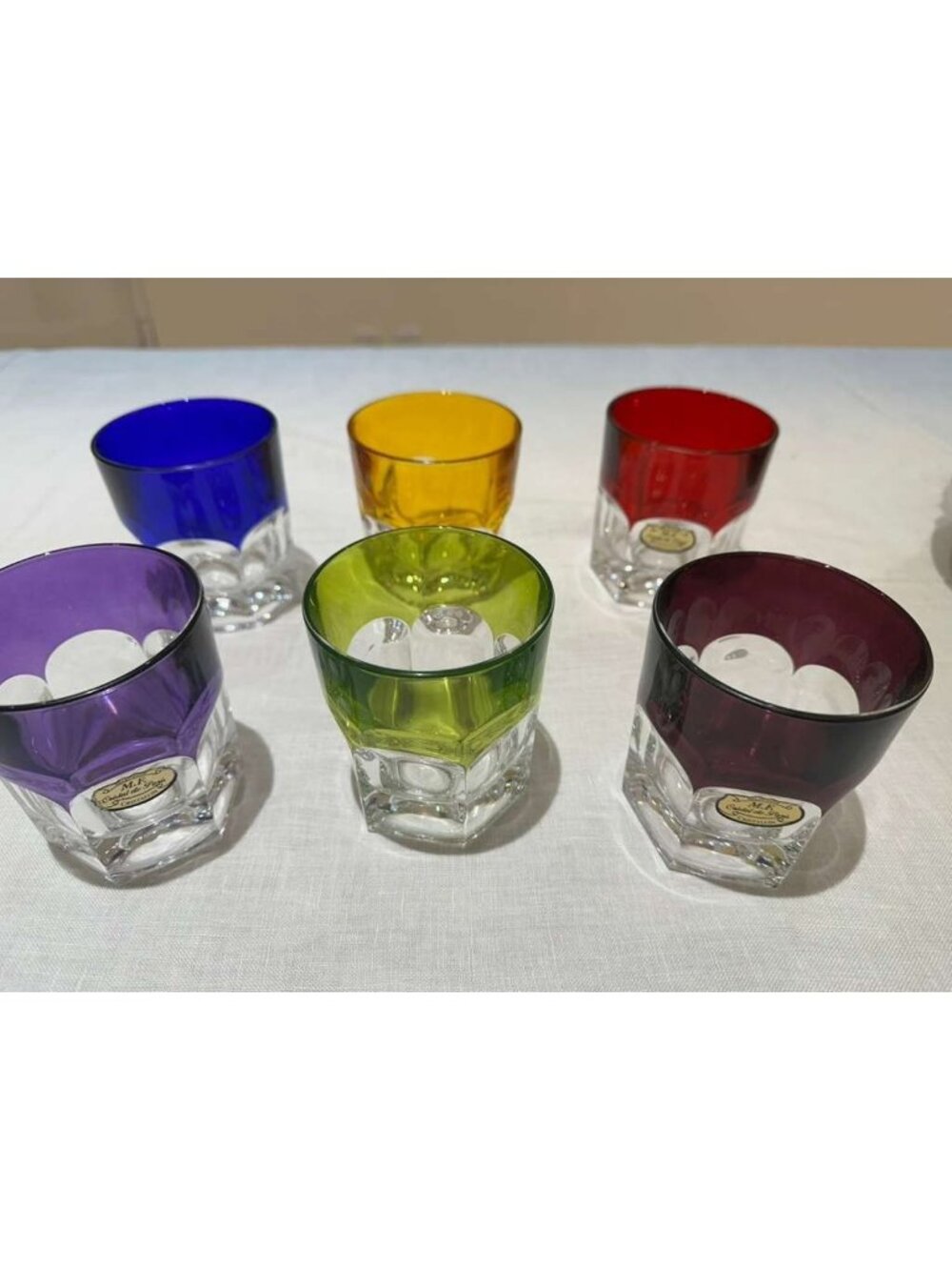 Crystal de Paris Nicole Cut Glasses – Set of 6 Colors – w/ Box – France - Picture 2 of 5